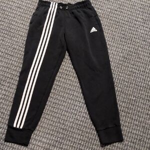 Adidas Black Joggers with White Stripes